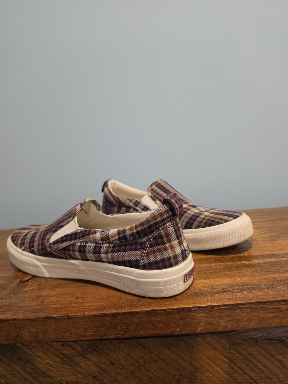 Plaid Slip-On Canvas Shoes - Purple/Burgundy